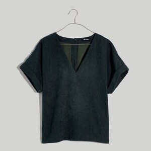 Madewell Corduroy V-Neck Top Forest Green